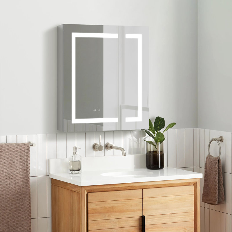 W 30'' H Frameless Medicine Cabinet Mirror 3 Adjustable, 30" H x 30" W x 4.63" D