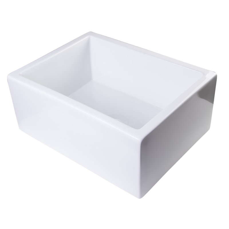 23.63'' L Single Bowl Fireclay Kitchen Sink, White