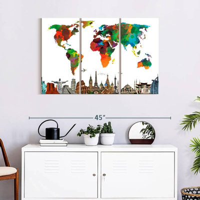 «Color Splash World Map», reproduction sur toile