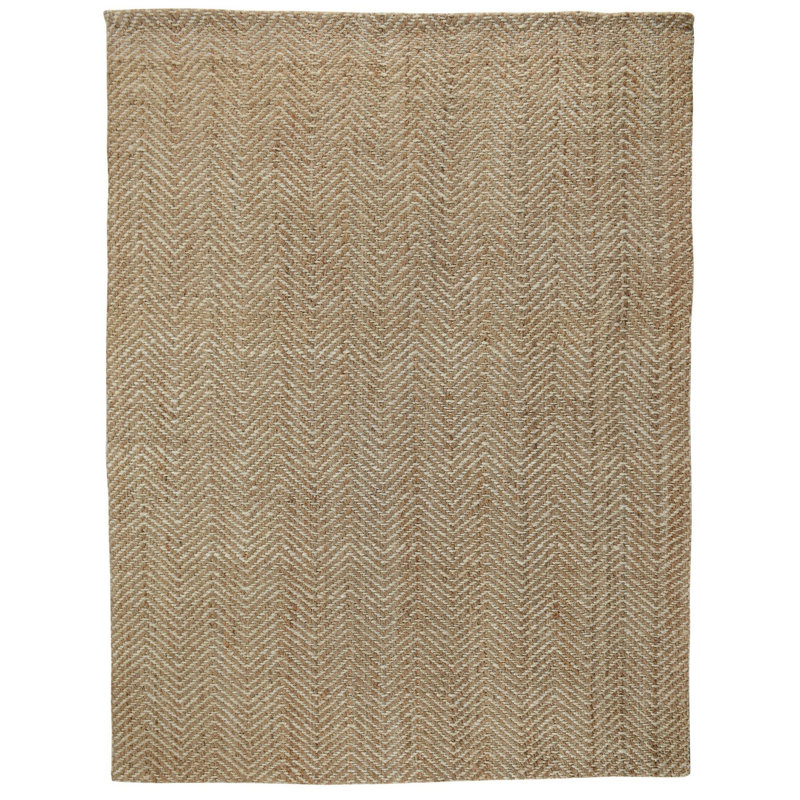 Chevron Handmade Hand Braided Jute Beige Area Rug, Rectangle 8' x 10'