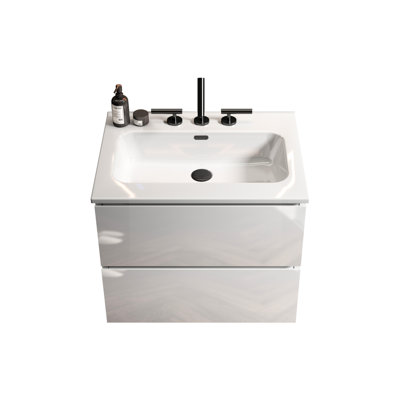 Modern Ceramic Bathroom Sink - Glossy White Finish, 3 Pre-Drilled Faucet Holes, Easy To Install For Made Of Material