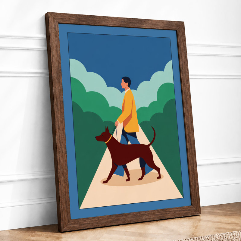 Figure and Hound Modern - Framed Print, A2 - 59.4 x 42.0 cm, Walnut