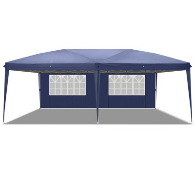 20 ft. W x 10 ft. D Steel Pop-Up Canopy with Two 10 ft. Windows and Two 10 ft. Doors
