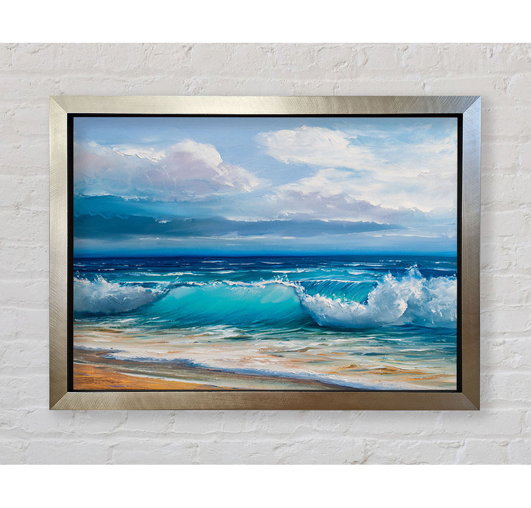 Swirling Waves Hit the Beach - Einzelne Bilderrahmen Kunstdrucke