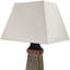 Lampe de table d'extérieur en ardoise naturelle 30 "avec abat-jour blanc et accents cuivre Wallach