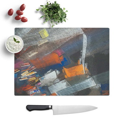 Tempered Glass Strokes of Colour Chopping Board