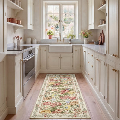 Laura Ashley Uffington Roses Border Imagine Printed Chenille Rugs