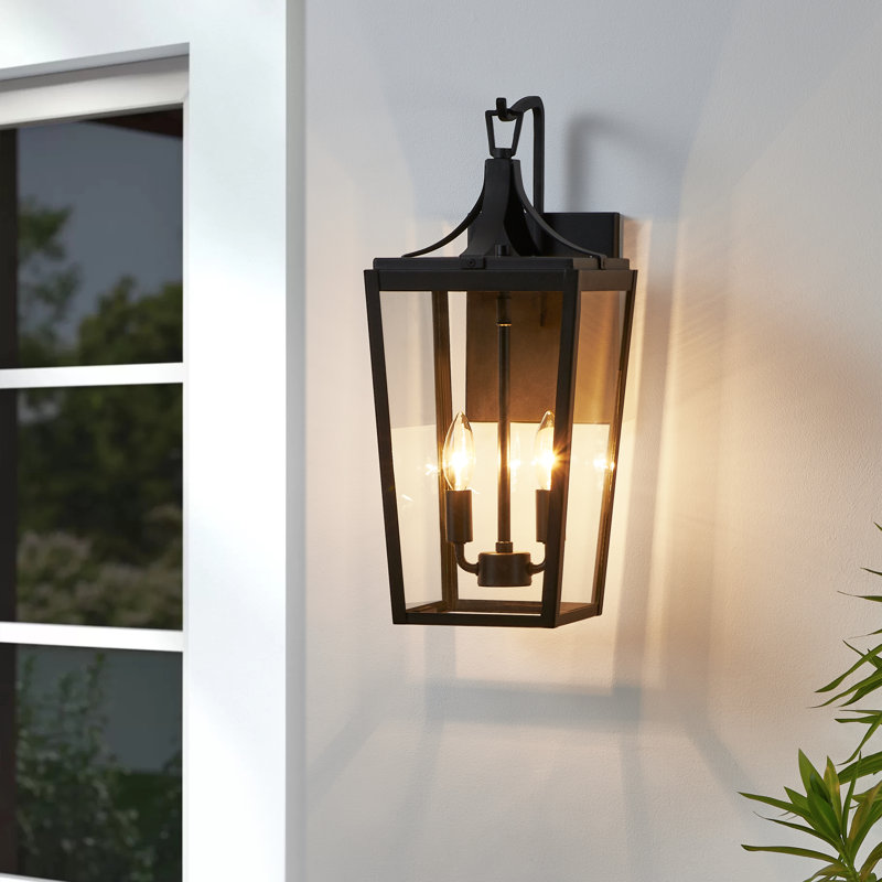 2 Light 20.1” Black Outdoor Wall Lantern Sconce - Image 7