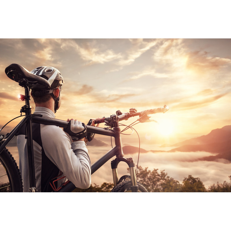 Cyclist On A Summit by Photoschmidt - Wrapped Canvas Print, 30cm H x 46cm W