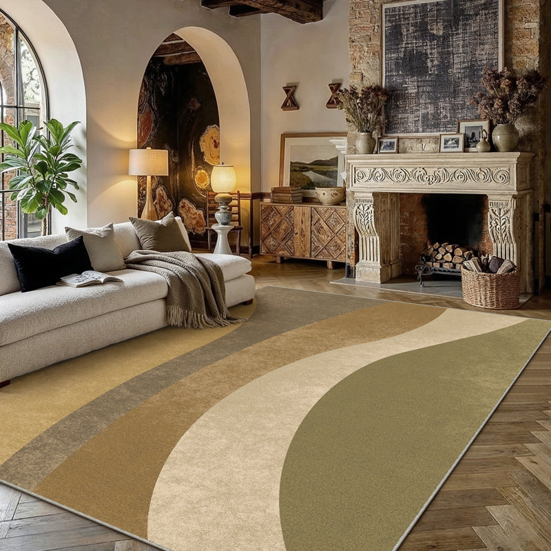 Modern Abstract Washable Area Rug With Non-Slip Backing, Rectangle 8' x 10'