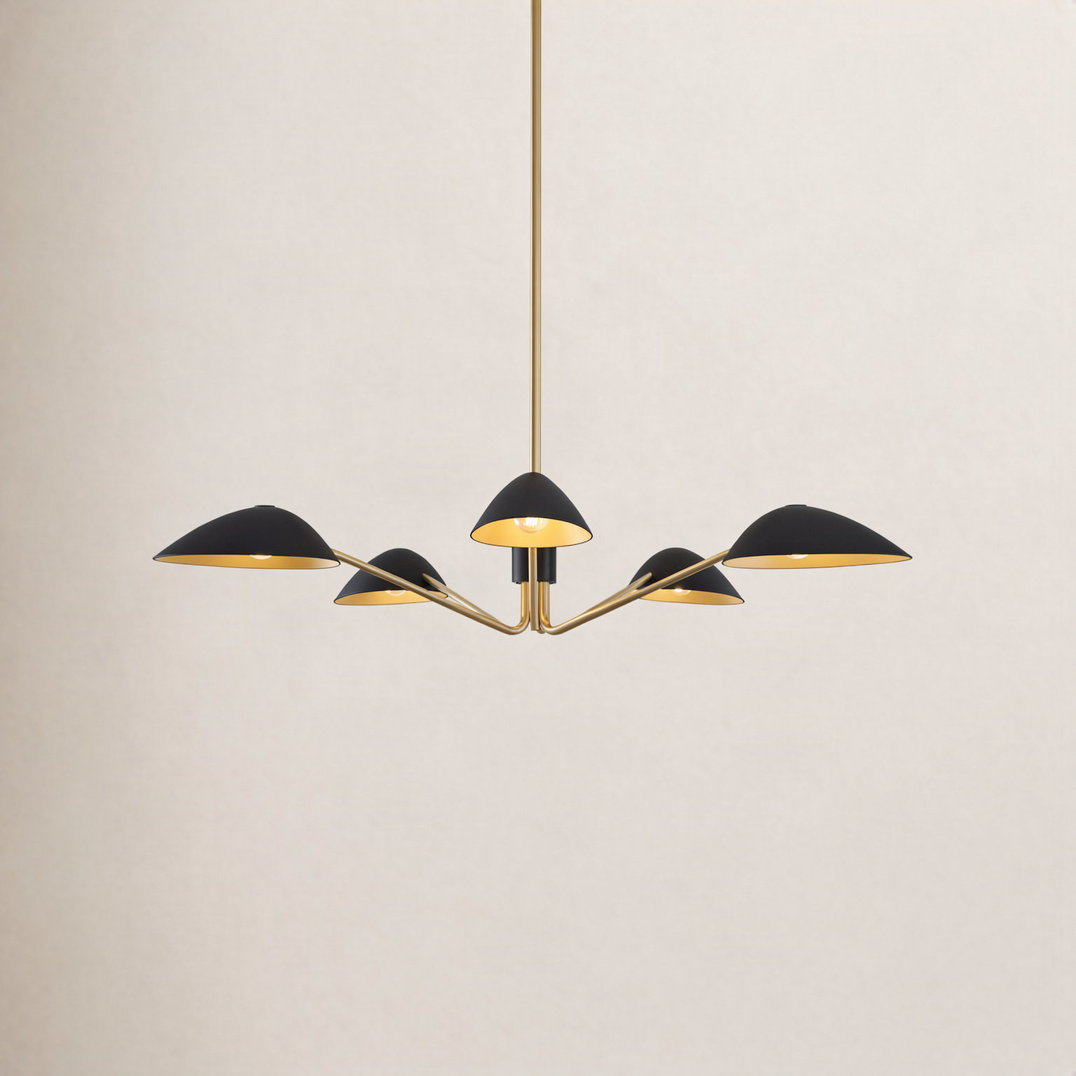 Raelle 5 Light Pendant, Aged Gold/Matte Black