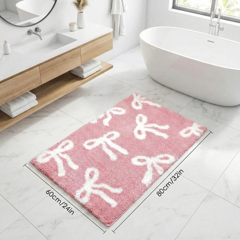 Tapis de salle de bain 20 po x 32 po Bow Coquette, Rose