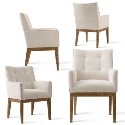 Ensemble de 4 fauteuils de salle à manger rembourrés en tissu et en tweed de 19,5 po (ensemble de 4)