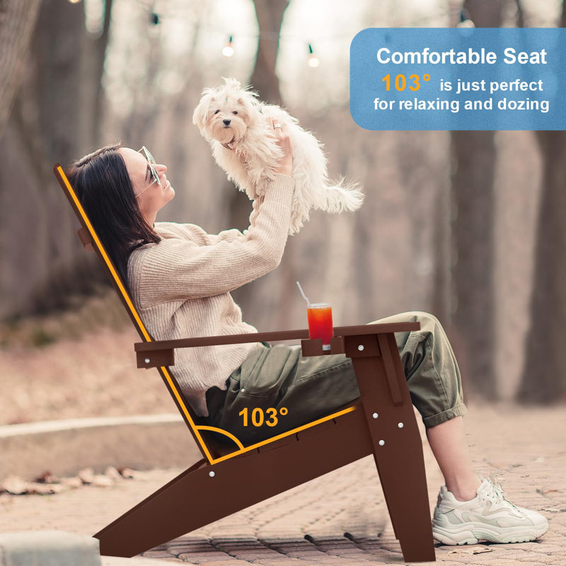 Modern All Weather Outdoor HIPS Plastic/Resin Adirondack Chair Fire Pit Chairs Oversized Patio Chair With Cup Holder(SIX SETS)