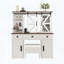 Bureau de coiffeuse Farmhouse avec miroir éclairé, station de charge, rangement pour porte de grange coulissante et tabouret
