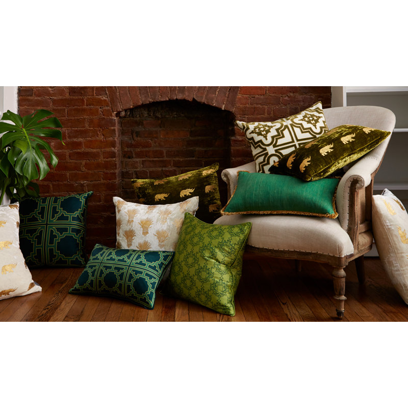 Arusha Animal Print Feather Throw Pillow, Green