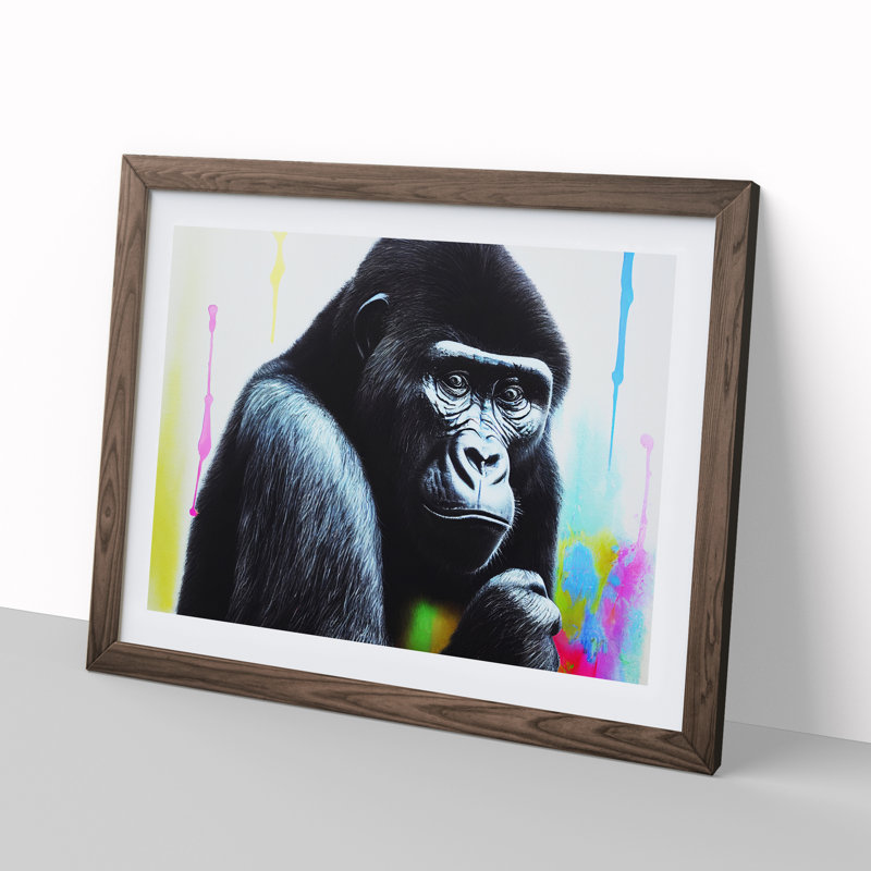 Gorilla Vol.2 - Single Picture Frame Print, 46cm H x 64cm W x 2cm D, Walnut Framed