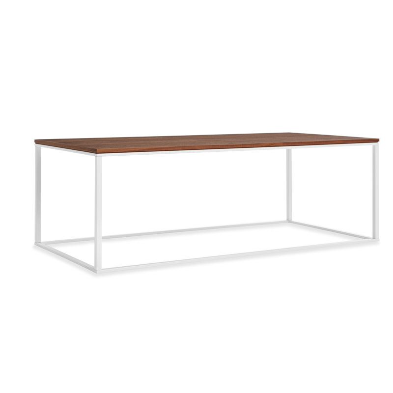 Minimalista Solid Wood Top Coffee Table, White, 13" H x 60" W x 29" D