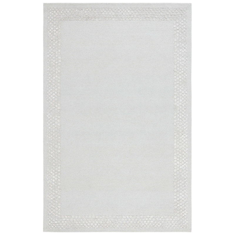 Mysha Hand Tufted Wool/Viscose/Cotton Solid Colour Rug in Light Grey, Rectangle 6' x 9'
