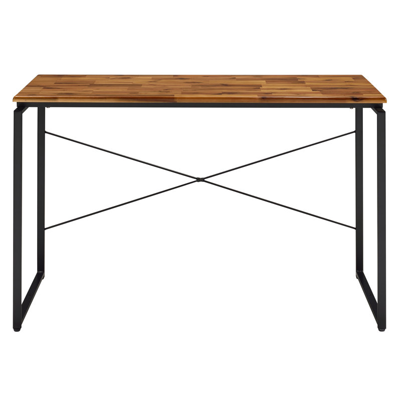 Oak Writing Desk, Black Finish, Metal Sled Base | Gift Idea, 28.5" H x 47.5" W x 22.5" D, Brown/Black