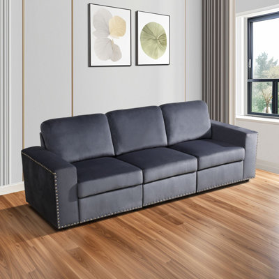 Ensemble de salon modulaire en microfibre gris foncé 3 pièces