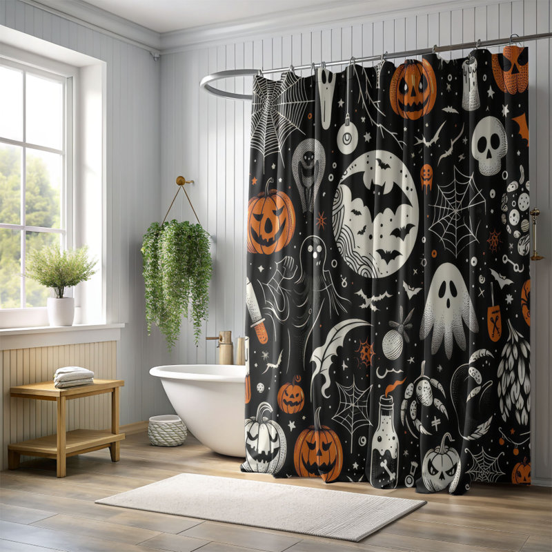 Rideau de douche standard 1 pièce Ghostly, H 74 po x l 40 po