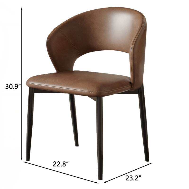 Open Back Modern Dining Chair, Brown, 4