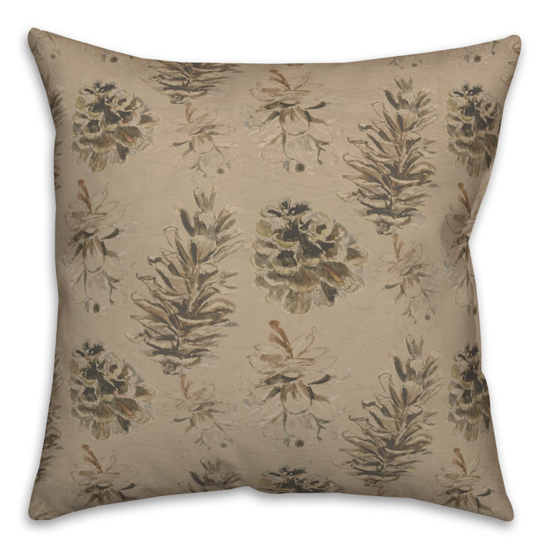 Floral Square Throw Pillow, Brown