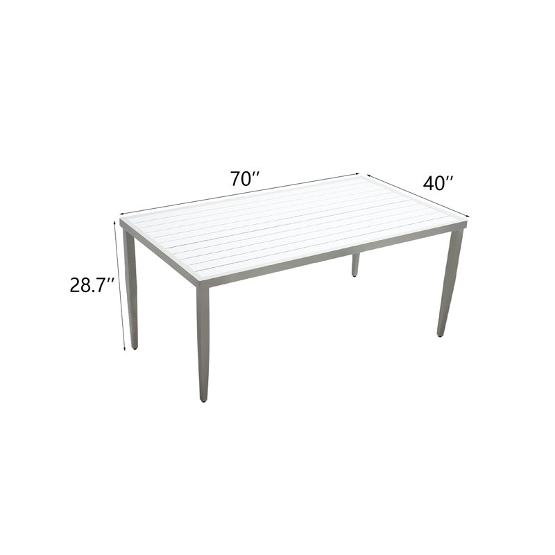 Anna Aluminum Rectangular Dining Table, White