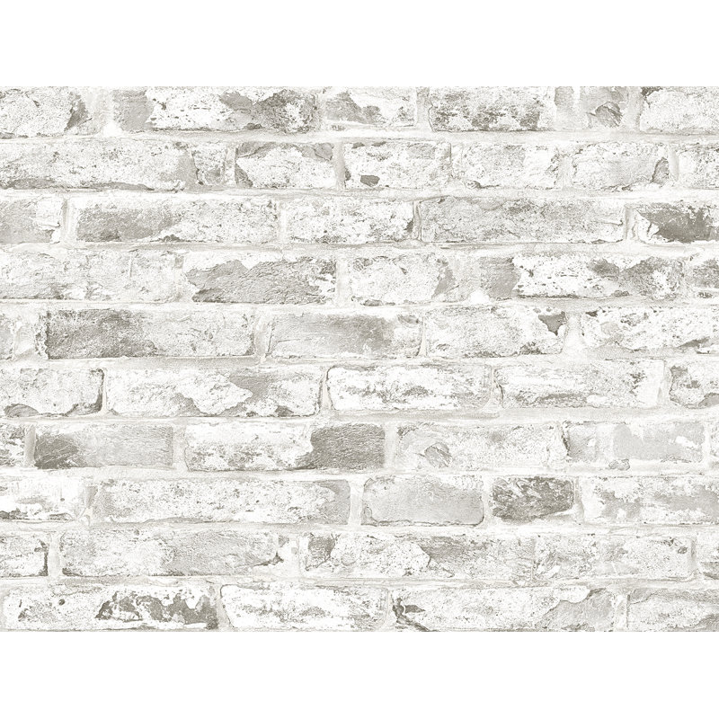 Panneau de toile de fond naturel en fausse brique rustique Harry & Grace, Gris perle
