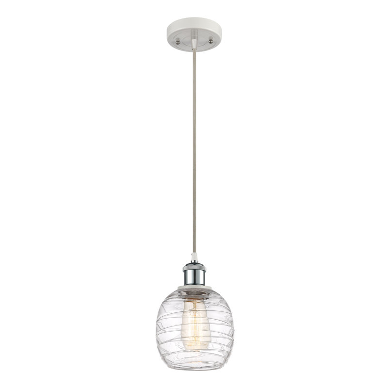 Luminaire suspendu simple à 1 lumière Amila, Blanc / chrome poli