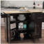 Îlot de cuisine avec support à épices, porte-serviettes et plateau en bois massif extensible - noir
