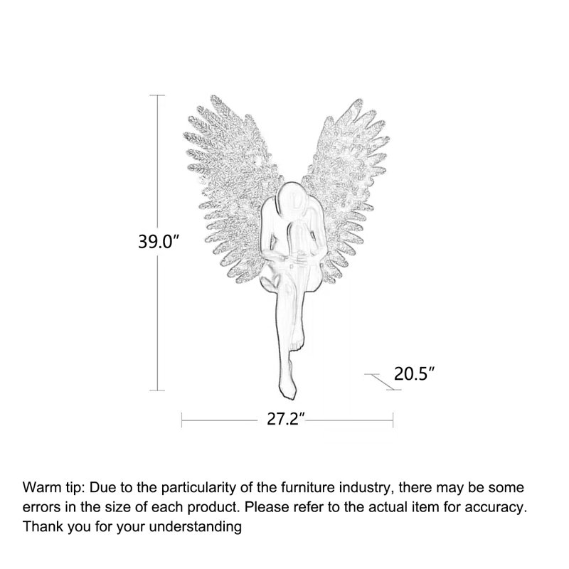 Luxury-Style Angel Sculpture Glass Fiber Reinforced Plastic Decorative Item, Silver/Brown