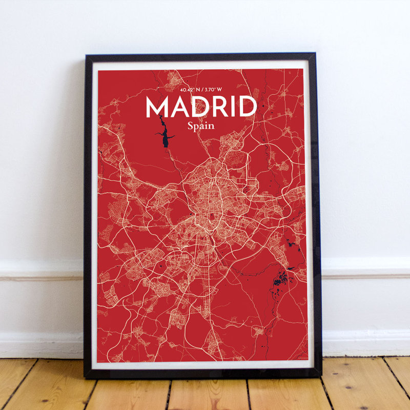 Madrid City Map - No Frame Print, 43.2cm H x 27.9cm W x 0.1cm D
