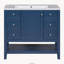 Meuble-lavabo autoportant de 36 po avec comptoir d'évier, armoire en bois massif et panneau de fibres à densité moyenne avec 1 compartiment d'armoire et 3 tiroirs, bleu-174475601