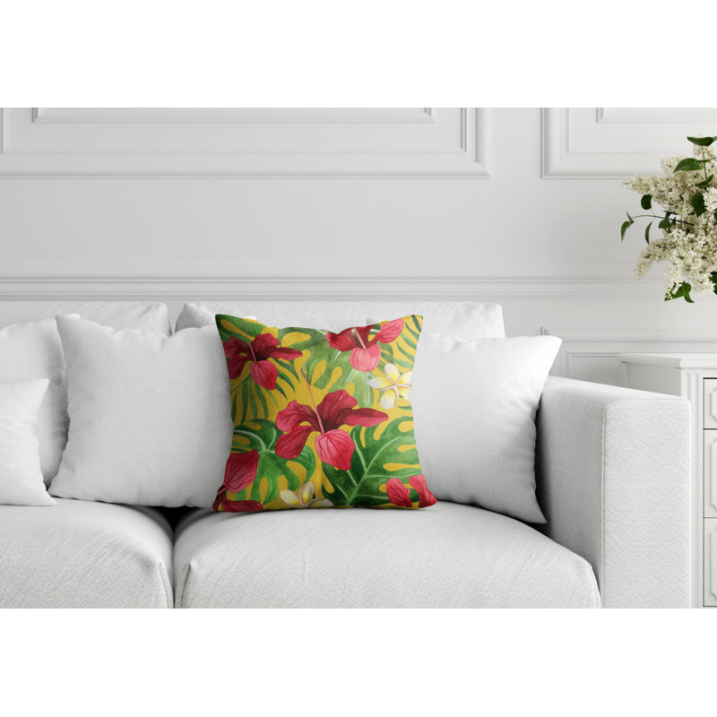Housse de coussin d'extérieur carré Koi,  15 po x 15 po , Jaune