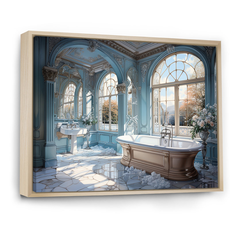 «Bathroom Bathroom Ethereal Glow I», reproduction sur toile, Cadre naturel flottant, H 12 po x l 20 po x P 1 po