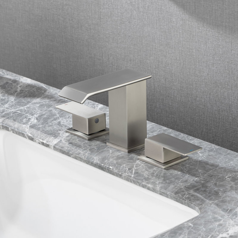 Widespread 2-handle Bathroom Faucet with Drain Assembly, Brushed Nickel