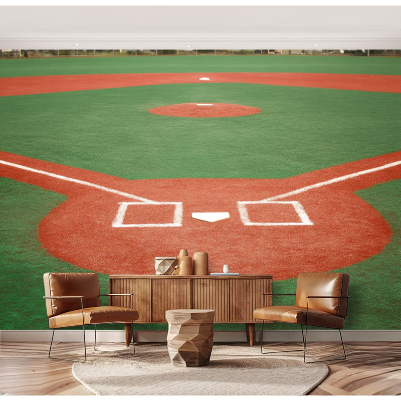 Papier peint adhésif autocollant amovible pour terrain de baseball, papier contact pour salle de bain H 69 po x l 96 po
