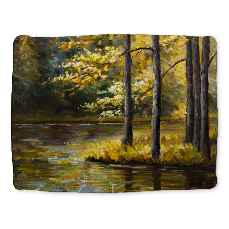 Fall Landscape Polyester Placemat | Bedroom Trees Decor