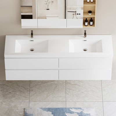 72"" Floating Bathroom Vanity With Sink -  Latitude RunÂ®, B32B78674FE54D68AA3DDAD3B936C88A