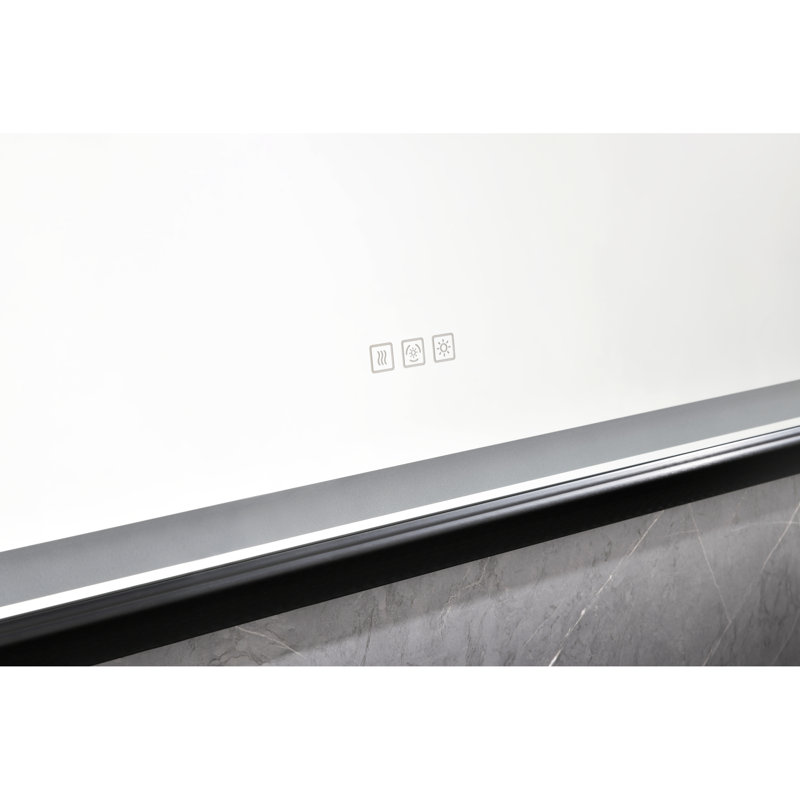Grands miroirs décoratifs modernes à DEL muraux, cadre en aluminium mat pour la salle de bain et le studio