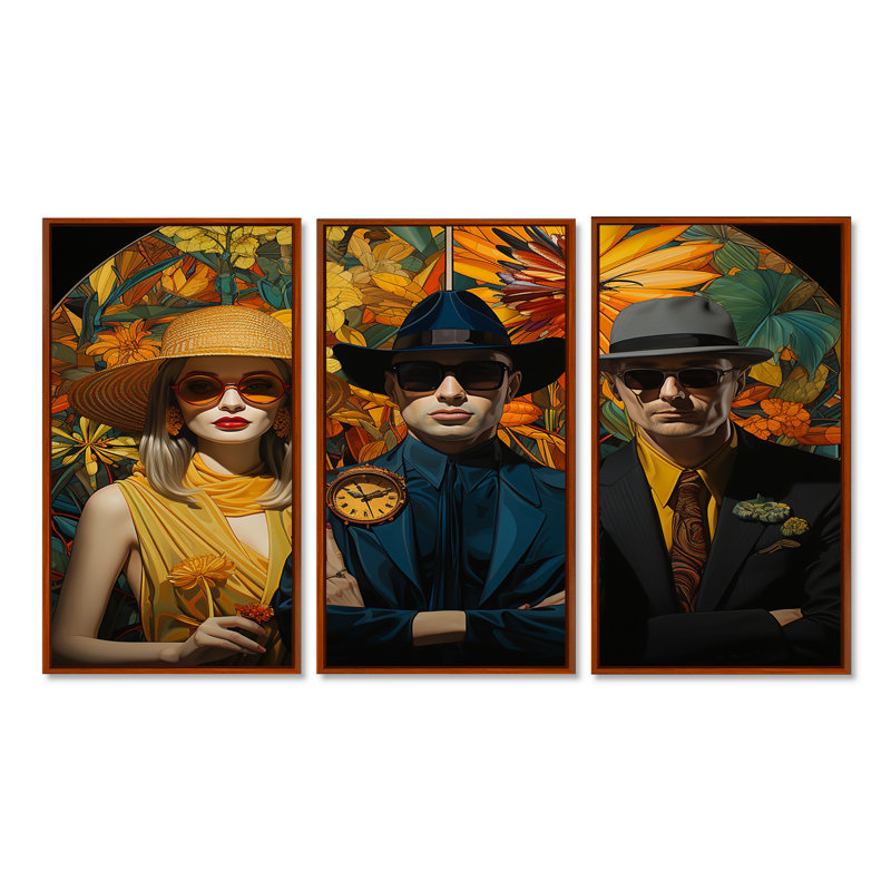Ensemble de salon Morelle - Fashion Wall Art, H 28 po x l 36 po x P 1 po, Cadre flottant brun