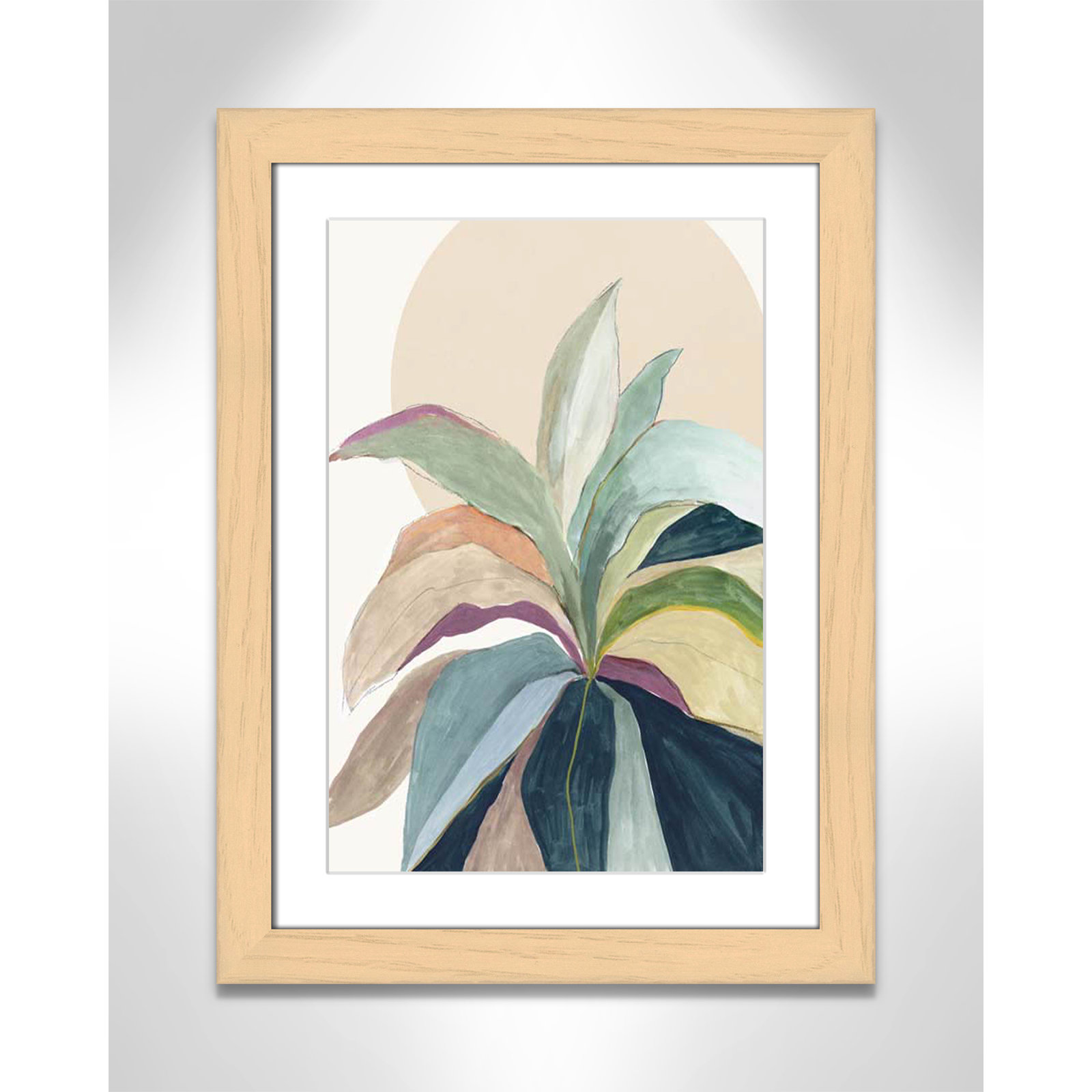 Byer "Sunny Bright Leaves II" Print by Asia Jensen, 24.5" H x 18.5" W x 1.25" D, Natural Cube Frame Matted