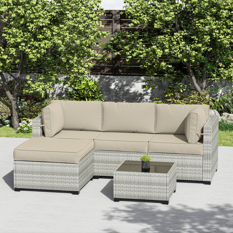 Wynee 9Pcs Outdoor Cushions Patio Sectional Cushions Replacement Set For 3 Seats, Cushions Only (Set Of 3 Seats , 3 Backs , 2 Short Backs , 1 Ottoman Cushions)