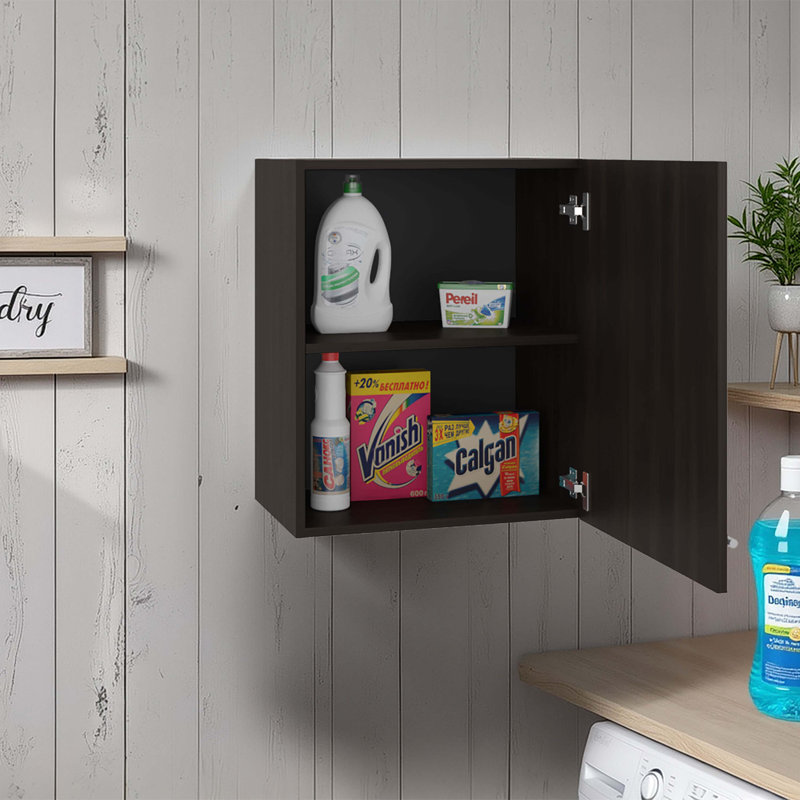 So- Hi Wall Cabinet in melamine with one door, Espresso