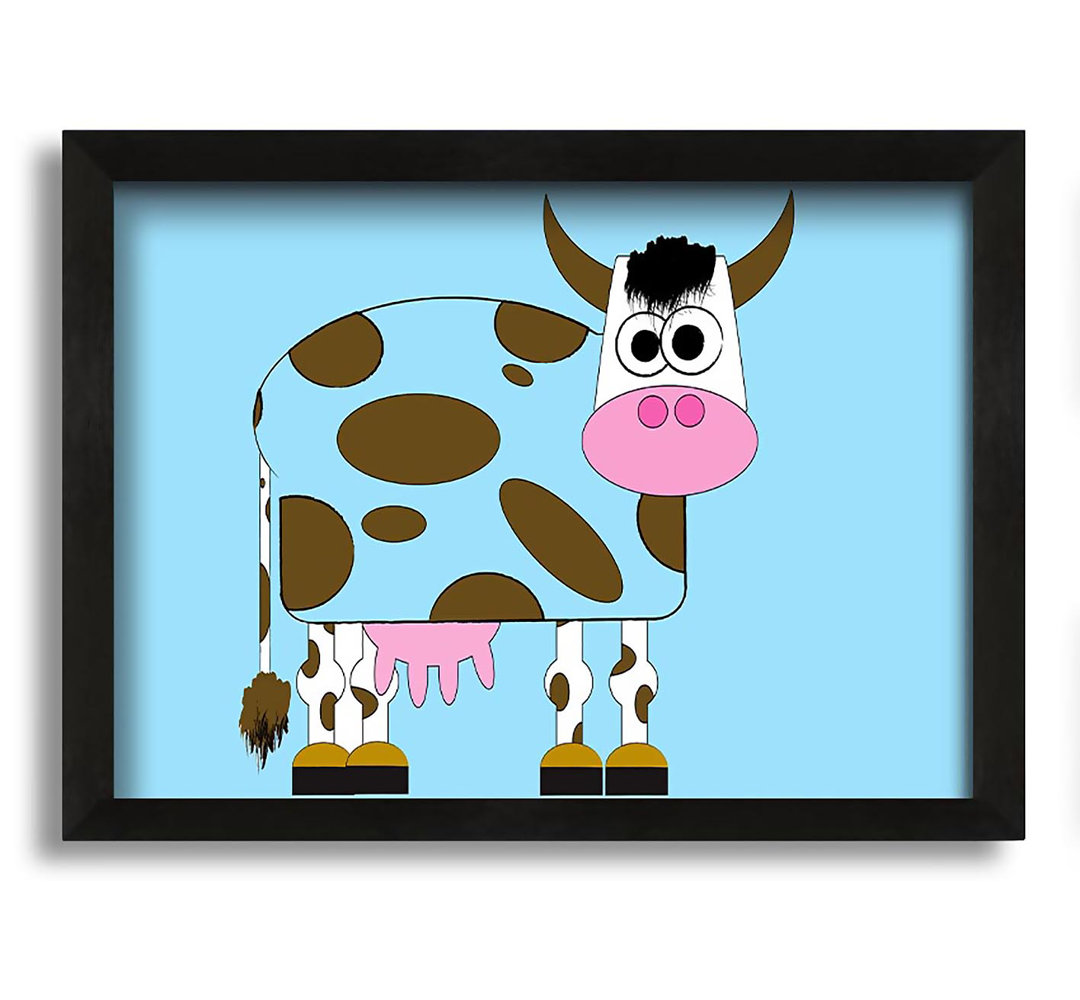 Gerahmtes Leinwandbild Funny Cow With Hair in Flieder