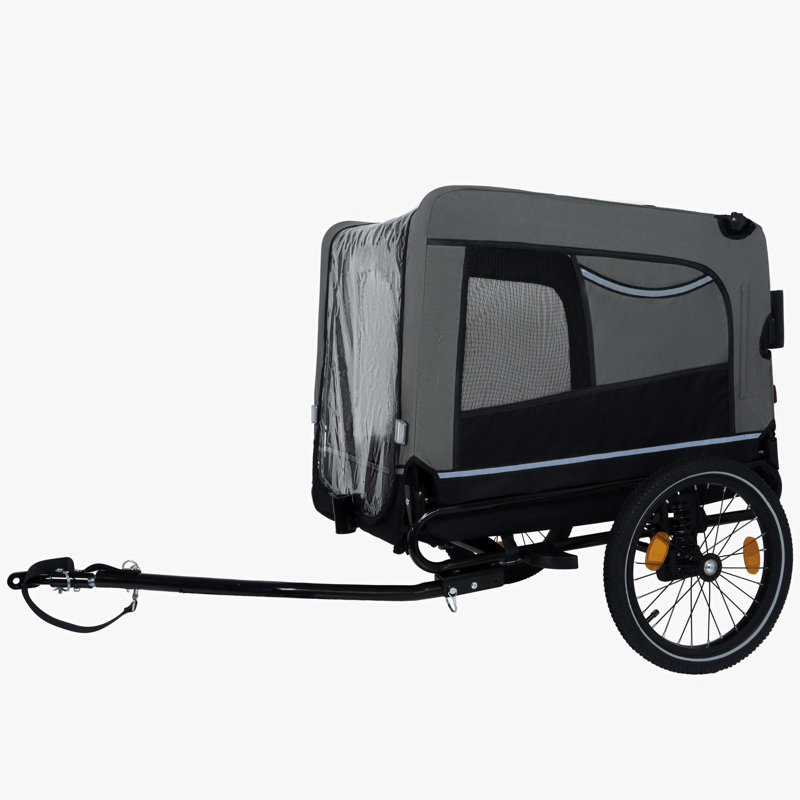 Remorque 2 en 1 et chariot poussoir pour animaux de compagnie, Noir/gris