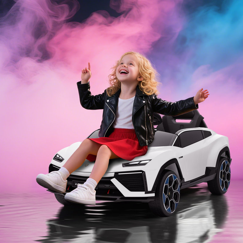 AIYAPLAY Licensed Lamborghini Electric Cars for Kids 12V Ride On Car, White