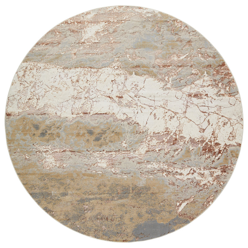 Tapis d'intérieur gris / brun Kari, Rond 8 pi